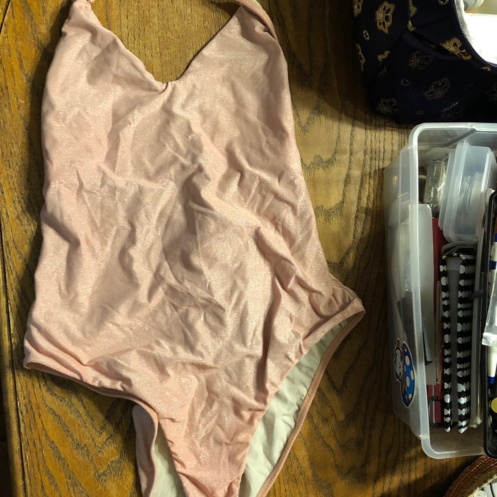 Women’s Shimmery Pink One-Piece Swimsuit
